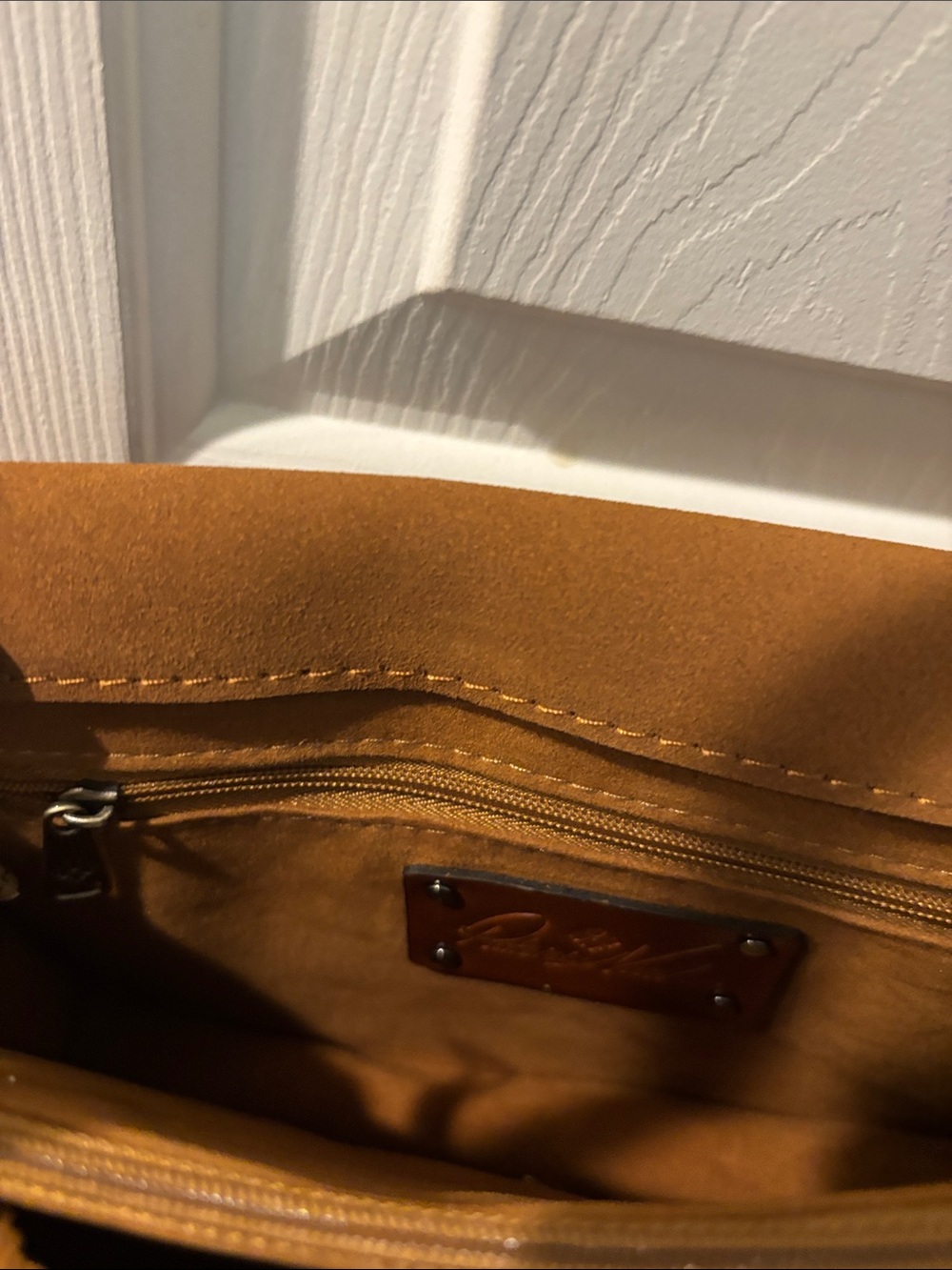 Patricia Nash Tan Floral Leather Crossbody with Brown Trim - Picture 5 of 7